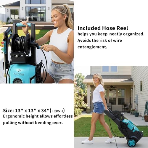 2026Upgraded Pressure Washer 5000PSI with Adjustable Touch Screen 8 Level, 34" Tall, 4 Quick Connect Nozzles,Inlet Hose&Filter&500mlFoam Cannon for Cars/Fences/Driveways/Home Cleaning, Green