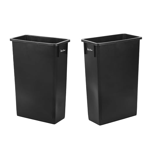 PLASTIC PRINCE 23 Gallon Slim Trash Can Kitchen, Commercial Tall Trash Bin Narrow, Rectangular Slim Jim Skinny Garbage Can for Home Garage Cabinet Restaurant, 2 Pack, Black