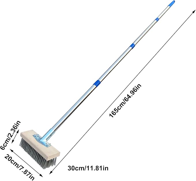 Outdoor Broom Patio Scrubber Moss Algae Plant Stain Remover | Deck Scrub Brush Long Handle Outside Moss Remover Outdoor Scrubbing Tool Garage Cleaner for Patio Deck Garden Shower Wall
