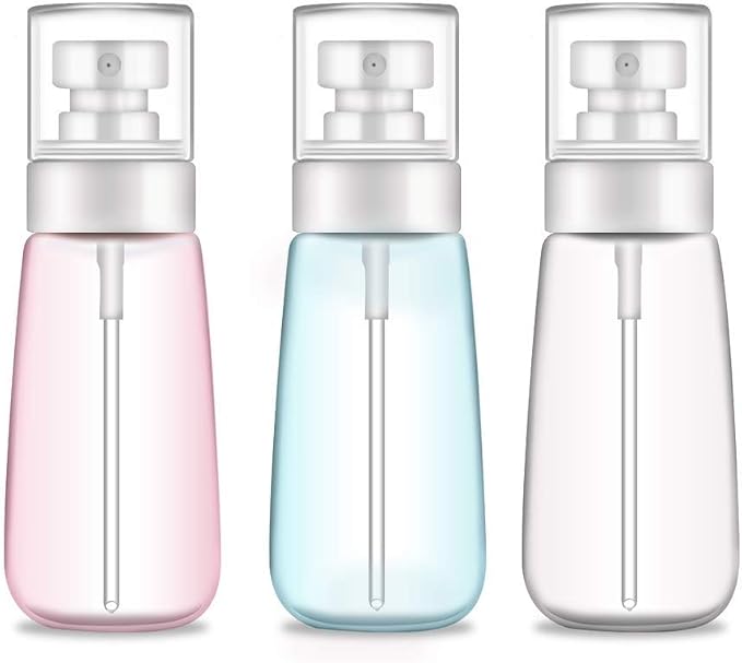 Spray Bottle Travel Size,100ml/3oz Fine Mist Hairspray Bottle for Essential Oils, Empty Airless Makeup Face Spray Bottle Clear Refillable Travel Containers for Cosmetic Skincare Perfume (3pcs)