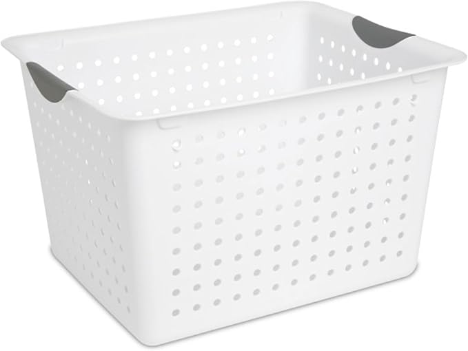 Sterilite Deep Ultra Basket, Open Top Plastic Storage Organizer, 18-Pack | Large Open Containers and Bins for Pantry Shelves, Kitchen Cabinets, Laundry, Closets, Dorm Rooms, Classrooms & Bathrooms