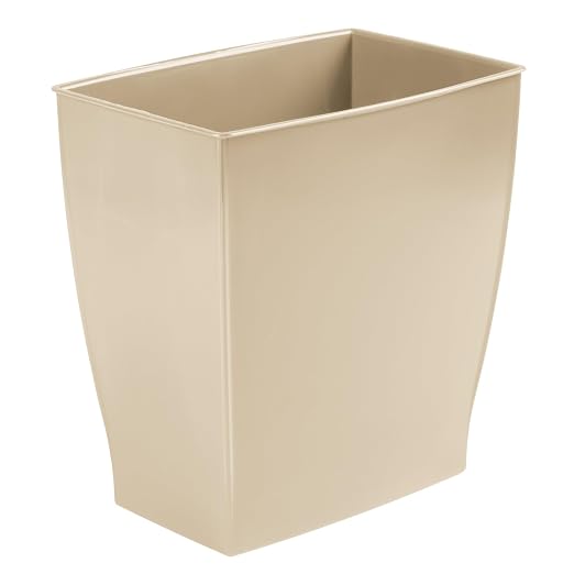 iDesign Small Plastic Bathroom Trash Can, Slim Rectangle Garbage Bin, 4-Pack, Brown | Bedroom, Office, Dorm