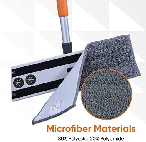 Superio Microfiber Mop Pads Refill for Flat Surfaces - Velcro Head, 16 Inch - 3 Pack - Grey