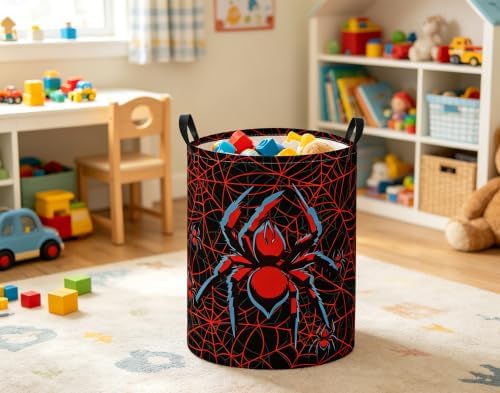 Baby Laundry Basket Baby Nursery Hamper Kids Laundry Basket Toy Storage Bin for Boys Room Decor Gift Baskets for Bedroom Bathroom(Spiders)
