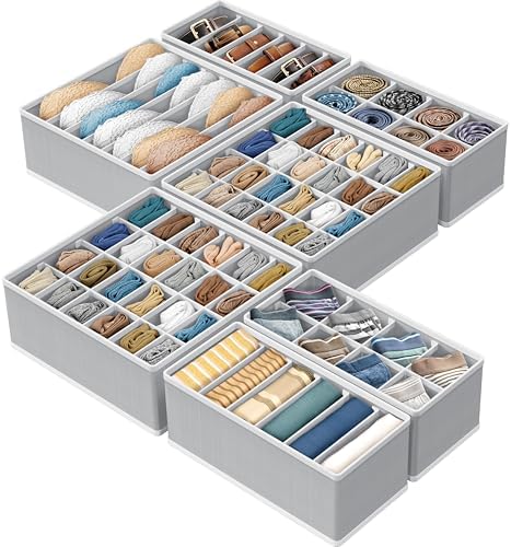 Simple Houseware Closet Underwear Organizer Drawer Divider Assorted 7 pcs | Gray