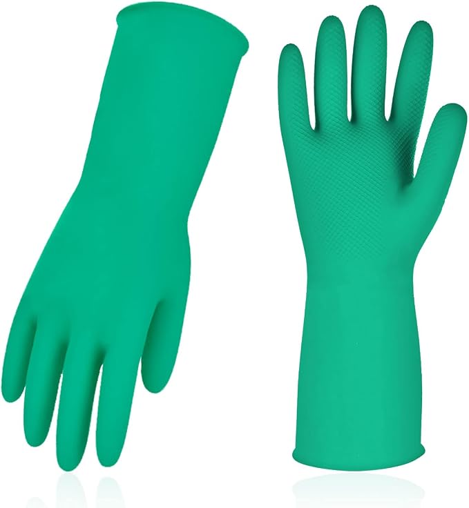 Vgo... Latex Reusable Household Gloves,Cleaning Gloves,Long Cuff (HH4601,M) | 10 pairs,extra Thickness,kitchen,dishwashing,household,painting,gardening,pet care,car washing,bathroom,hair dyeing,laundry