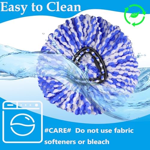 RinseClean Spin Mop Heads Replacement Mop Scrub Brush Compatible with O Cedar RinseClean 2 Tank System, 3 Pack Microfiber Refills, 1 Spin Base, 1 Scrubber Head for O-Cedar Rinse Clean Mop