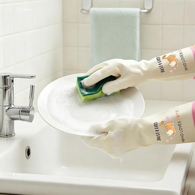 Rubber Cleaning Reusable Gloves, Practical House Warming Gifts | Dishwasher Reusable Gloves, Dishwashing Kitchen Household Essentials, Housewarming Xmas Cleaning Gifts for Cleaner Friends