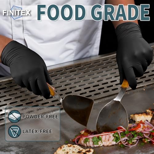 FINITEX - Black Nitrile Disposable Gloves, 5mil, Powder-free, Medical Exam Latex-Free 100 PCS For Cleaning Food Glove (XX-Large (Pack of 3))