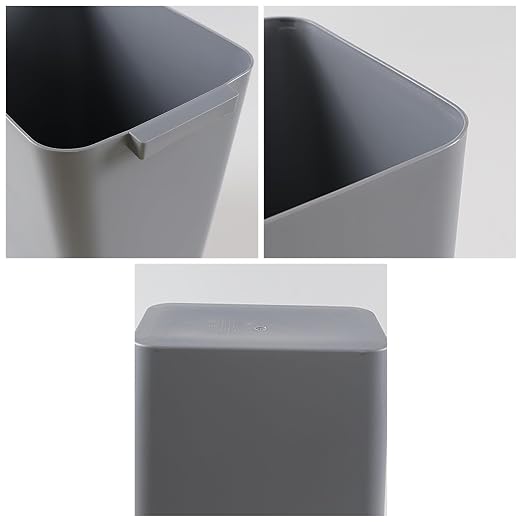 Zopnny Pack of 3 Rectangular Office Wastebasket Trash Can, 4.5 Gallon, Grey | Commercial Slim Trash Bins, Small Recycling Bin & Garbage Container for Office, Bathroom, Kitchen