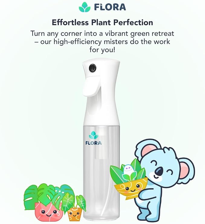 Flora Premium Plant Mister Spray Bottle for Gentle & Fine Mist for Precision Hydration, Dispersed Humidity & Moisture, Comes w App for Smart Plant Care, Plant ID and Diagnosis Tool (1 pack)