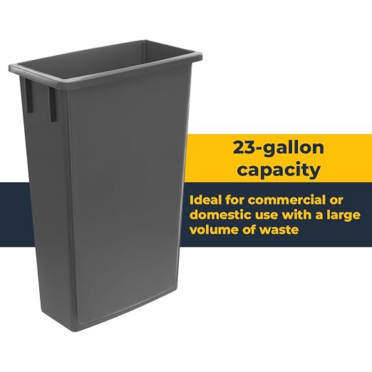 3 pack 23 Gallon Waste Bin with Lid & Dolly, Heavy-Duty Trash Can, Slim Rectangular Garbage Bin, Durable Waste Container, Recycling Bin, Plastic Wastebasket for Kitchen, Garage, Restaurants, Office