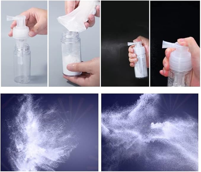 110ml Powder Spray Bottle Portable Detachable Travel Spray Bottle Plastic Powder Sprayer Bottles Container PET Cosmetics BottleRefillable Hair Fiber Applicator for Home Barber Shop