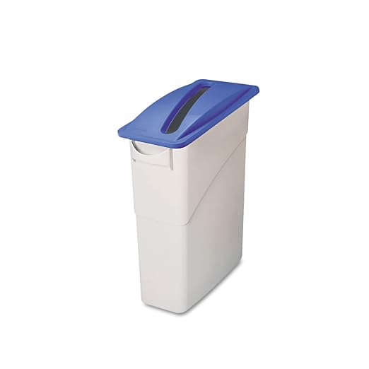 Rubbermaid Commercial Products Blue Recycle Trash Can Paper Recycling Lid, for Use with Slim Jim Recycling Bins