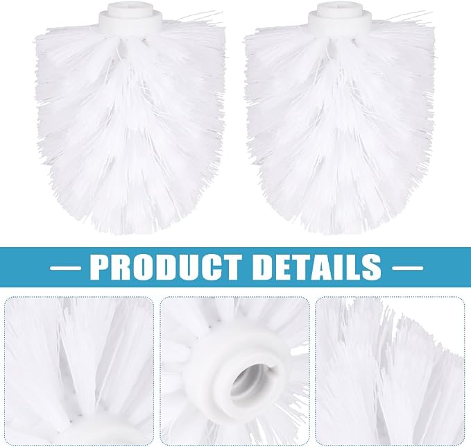 EKDJKK 2PCS Toilet Bowl Brush Replacement Head, Toilet Brush Head Replacement with Durable Stiff Bristles, Cleaning Tool for Home Hotel Bathroom (White)