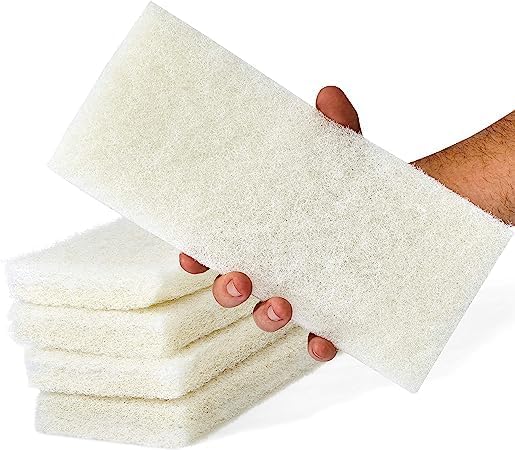 Commercial Light Duty White Scrub Pad - 4.6" x 10" Non-Abrasive Cleaning Pad for Delicate Surfaces, Kitchen, Bathroom, Glass & More (2)