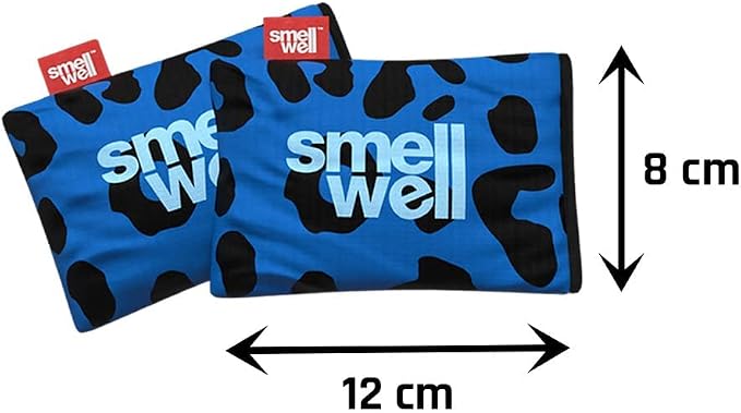 SmellWell - Scented Shoe Deodorizer Inserts - Odor Eliminators - Activated Bamboo Charcoal + Minerals - Natural Fresheners for shoes, bags, gloves - 2 x 1.8oz Original Size - Blue Leopard