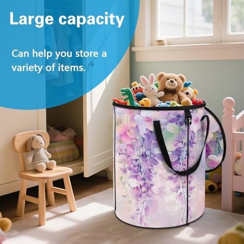 doginthehole Watercolor Florla Hummingbird Collapsible Trash Can Portable Tall Trash Can Oval Recycling Bin 22.83x17.71 Outside Garbage Bin Storage Bag Zipper Lid for Camping RV's Yard Home Decor
