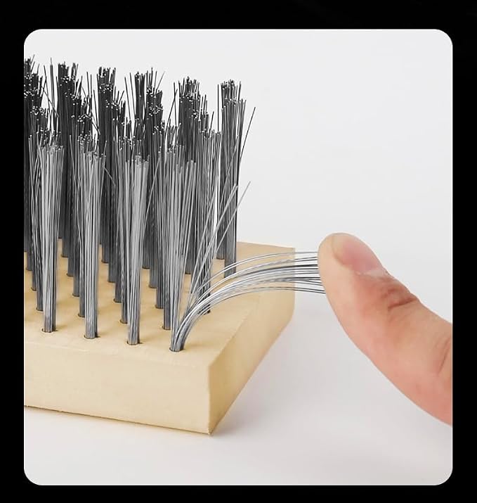 Wire Broom Head, Garden Stiff Metal Bristle Deck Scrub Brush, Garden Weed Moss Remover Tool Broom for Heavy Duty Weed Moss & Algae on Shower Wall Garage Yard Patio (Only Head-8inch)
