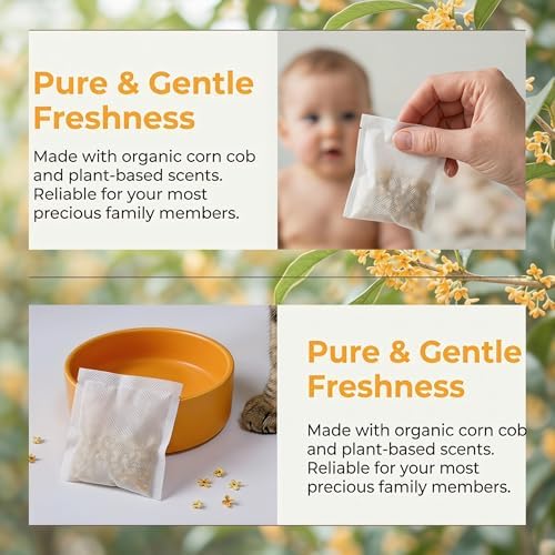 20 Packs Osmanthus Scented Diaper Pail Deodorizer Refills, Natural Corn Cob Odor Absorber for Munchkin Step & Pail, Odor Eliminator, Warm Floral Nursery Freshener