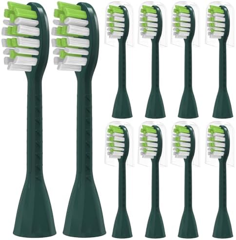 10 Pack Toothbrush Replacement Heads for Philips One Sonicare, Sage Green | Medium bristles, Aldult Tooth Brush Heads Refill