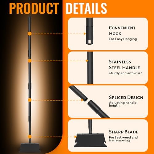 Garden Flat Shovel Scraper, Multifunctional Garden Cleaning Shovel with 59 Inch Long Handle, Heavy Duty Outdoor Floor Scraper for Weed Cleaning,Trenching,Edging and Removing Snow,Ice,Weeds,Dirty,Moss