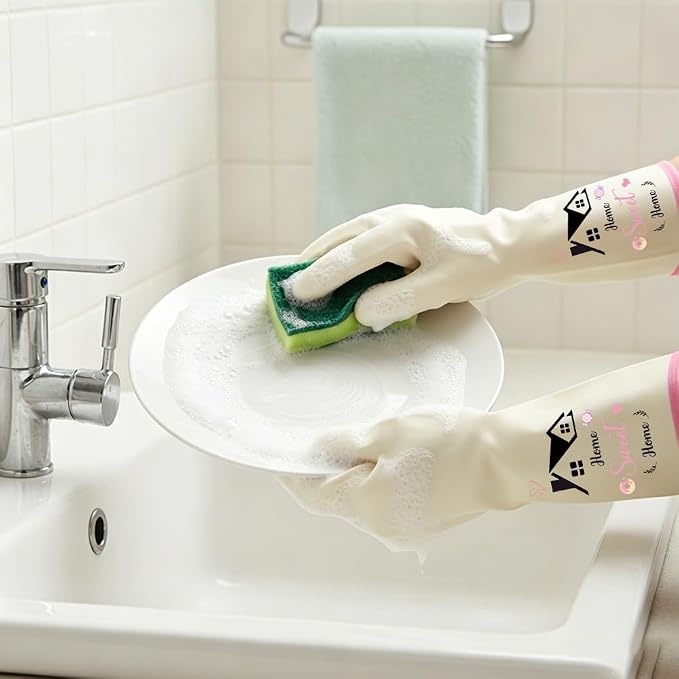 Rubber Cleaning Reusable Gloves, Practical House Warming Gifts | Dishwasher Reusable Gloves, Dishwashing Kitchen Household Essentials, Housewarming Xmas Cleaning Gifts for Cleaner Friends