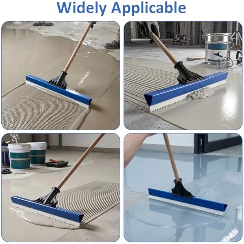 2 Pack 16 Inch Epoxy Floor Squeegee, Notched Squeegee for Self Leveling Cement Urethane Epoxy Floor Tool for Professional Project Home Work (Blue, 2)