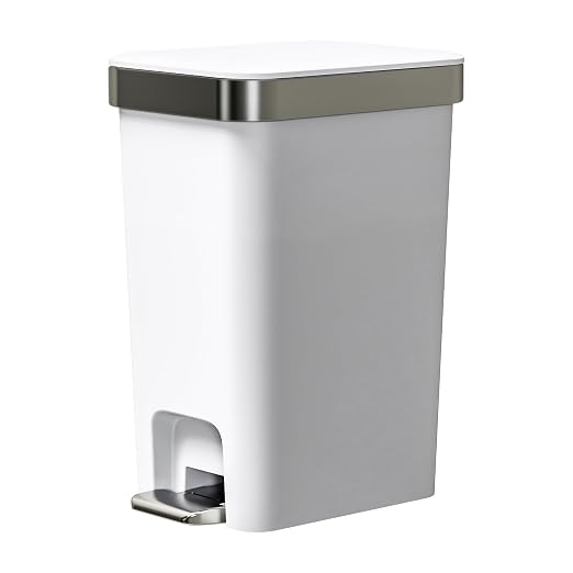 Small Bathroom Trash Can with Lid,2.6 Gallon Step Pedal Wastebasket | Plastic Garbage Can with Pop-Up Lid and foot pedal,Dorm Trash Can,White Trash Bin for Bedroom,Office,Laundry,Toilet,Rv