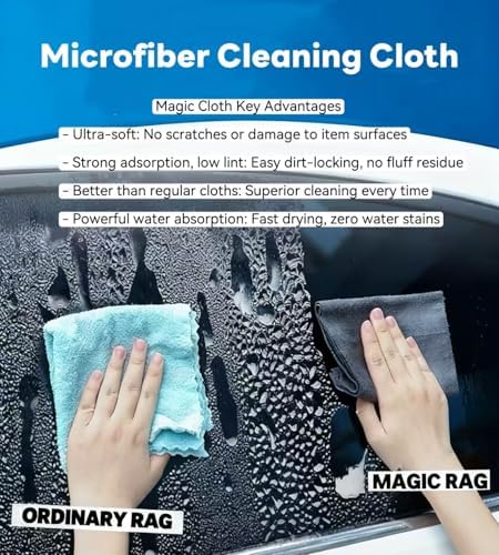Thickened Magic Cleaning Cloths - 10 Pack Premium, Streak/Lint/Scratch-Free for Cars, Ultra-Absorbent Reusable Rags for Screens, Glass, Windows, Kitchen & Mirror, Durable, Gray (11.8''x 7.8'')