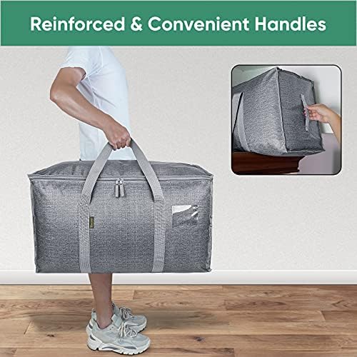 BALEINE 8-Pack Oversized Moving Bags with Reinforced Handles, Heavy-Duty Storage Tote for Clothes, Moving Supplies (Winter Grey, 8-Pack)