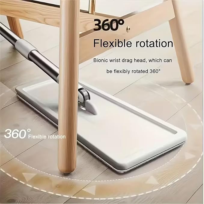 Mop and Bucket Set with AUTO Pump, 3-Zone Separate Dirty and Clean Water, Flat Mop and Bucket System with Wringer and Wheels, 2 Reusable Microfiber Pads, One-Touch Water Filling for Home Cleaning