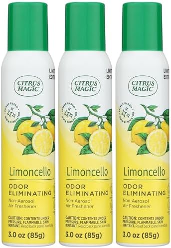 Citrus Magic Air Freshener Spray, Limoncello, 3 Ounce, Pack of 3 | Odor Eliminator for Home, Up to 7 Hours of Freshness, Non-Aerosol, Citrus-Based Formula