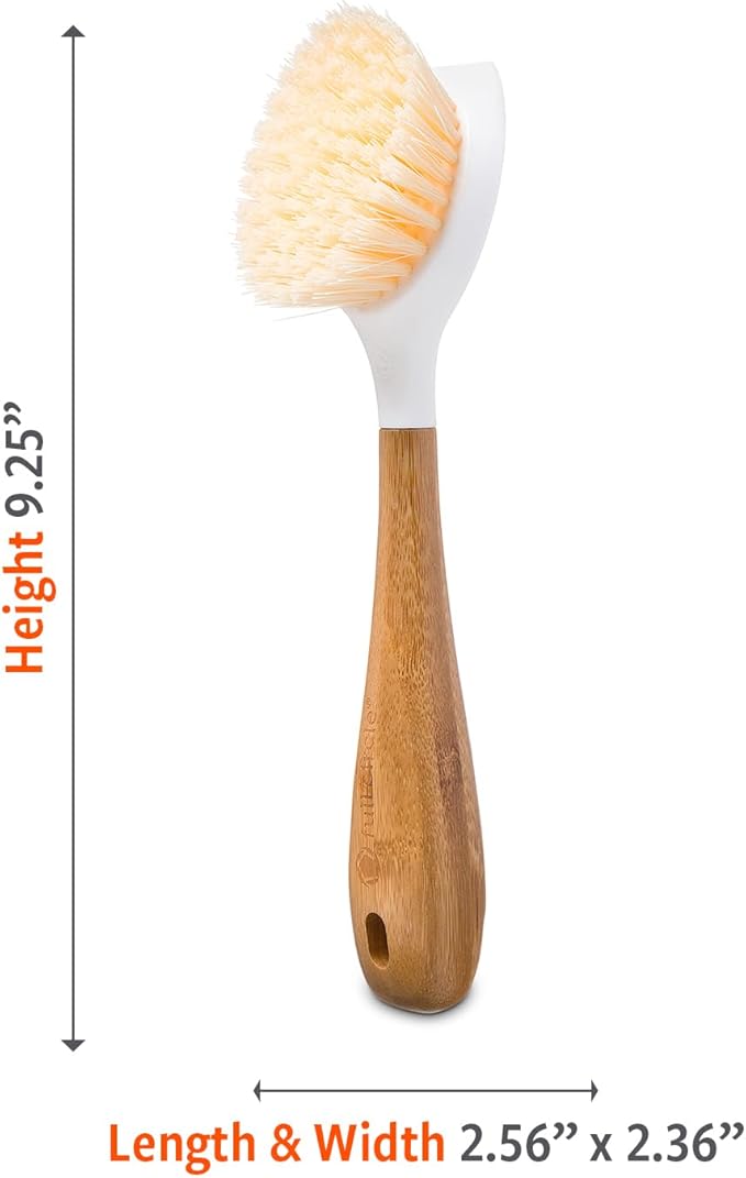 Full Circle Daily Dish Brush, Bamboo Handle Dish Brush for Kitchen | A sustainable, natural scrubber with tough bristles—cuts through grease on nonstick pans & cast iron.