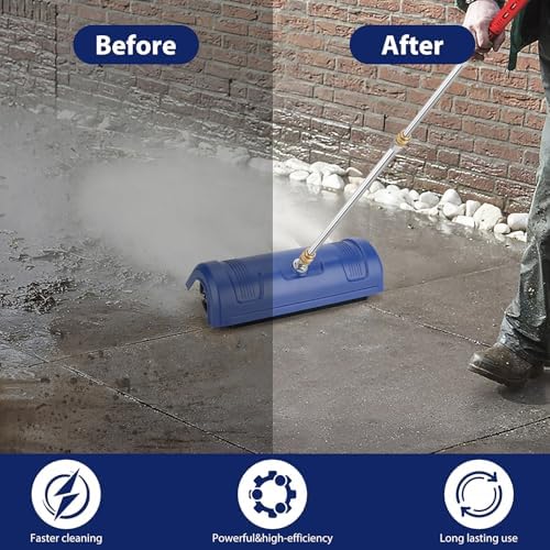 BlumWay 15" Pressure Washer Surface Cleaner - Stainless Steel Surface Cleaner for Pressure Washer Accessories for Concrete, Sidewalk, Driveway, Patio - 1/4” Quick Plug, 2 Extension Wands, 4000 PSI Max