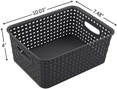 6-Pack Plastic Woven Storage Baskets, Small Baskets