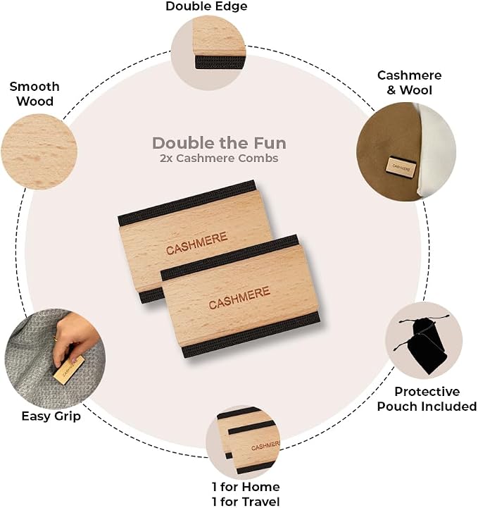 Cashmere Comb | Sweater Comb - Removes Pills & Fuzz from Clothing x 2