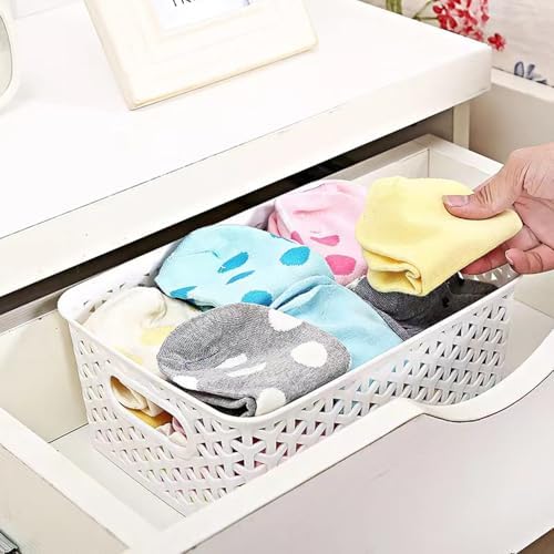 5PCS Plastic Storage Baskets, Small Baskets for Organizing, Small Pantry Organizer Basket Bins. For Countertops, Cabinets, Bedrooms, and Bathrooms Wait (Pink/Yellow/Blue/Beige/Green)