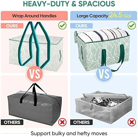 BALEINE 2-Pack Oversized Moving Bags with Reinforced Handles, Heavy-Duty Storage Tote for Clothes, Moving Supplies (Antique Folidage, 2-Pack)