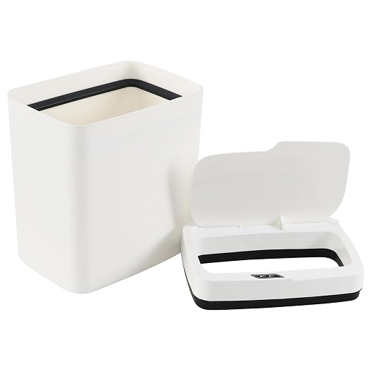 4 Gallon Plastic Automatic Bathroom Trash Can with Lid, 15 L, White | Touchless Motion Sensor Trash Can for Kitchen Bedroom Office