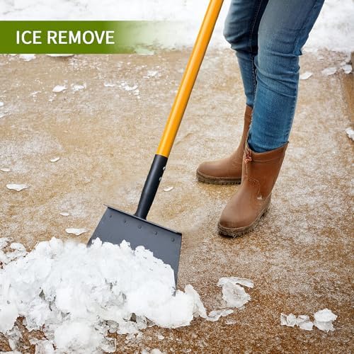 Cleaning Shovel, 51 Inch Heavy Duty Flat Snow Weeding Tool | Multifunctional, Tungsten Steel, Fiberglass, One-Piece Handle, 2 LB, No Assembly Required, Driveway, Patio, Garden, Sidewalk