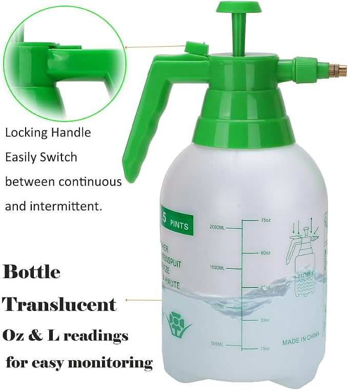MRPAPA 2 Pack Garden Pressure Sprayer, 1/2 Gallon Handheld Sprayer | Translucent Spray Bottle with Adjustable for Houseplant Watering, Lawn Care, Household Cleaning & Patio Maintenance