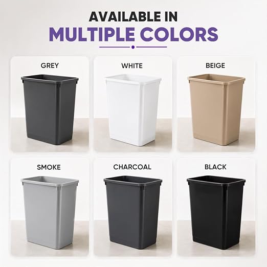 Superio Large Kitchen Trash Can 13 Gallon, 52 Qt Waste Bin for Kitchen, Garage, Indoor and Outdoor Trash Can, Dark Grey