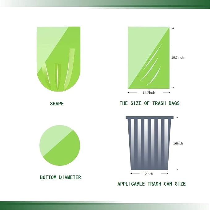 Biodegradable Small Trash Bags, 2.6 Gallon 5 Rolls/100 Count, Green | Extra Thick Garbage Bags, Recycling & Degradable, for Kitchen Bathroom Office Car Pet Use. Eco-friendly Wastebasket Liners