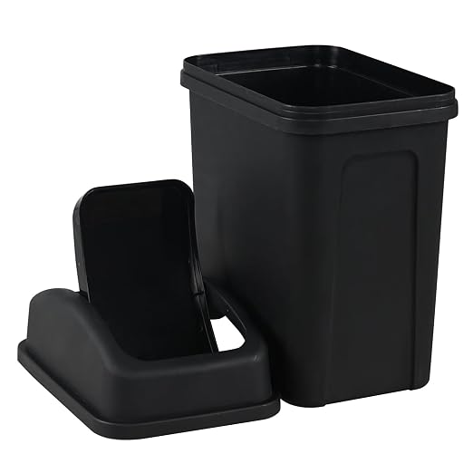 1.8 Gallon Swing Top Trash Can, Small Swing Garbage Can, Black