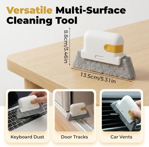 2026 New Magic Window Track Cleaner Set – Handheld Multipurpose Cleaning Brush Windows Screen Brush for Window Grooves, Tile Grout Lines, Shutter Slats, Car AC Vents & Narrow Gaps (3pcs Orange)