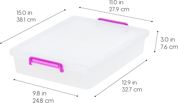 IRIS USA Storage Bins with Lids |Made in USA| 6 Qt - (6-Pack) - Clear | Plastic Containers for Crafts, Art, Office & Study Supplies / Secure Latch Buckles