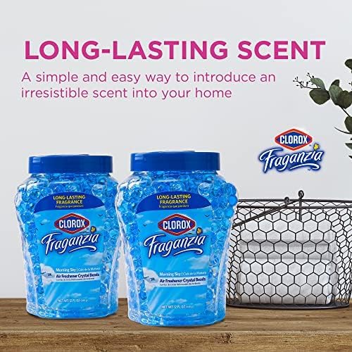 Clorox Fraganzia Air Freshener Twin Pack, Morning Sky, 24 Fl Oz, 6-Pack | Gel bead formula, long-lasting scent, no spray or mess, home car and office use