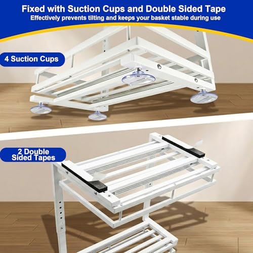 2-Tier Metal L-Shaped Pull-Out Under Sink Organizer, White, 2 Pack | 2 complete sets; ball-bearing slides; 6-level height; no-drill setup