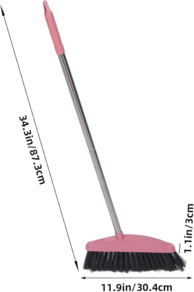 Luxshiny Long Handle Broom Outdoor Broom for Sweeping Floors Home for Kitchen Yard Driveway Garage Dense Bristles Cleaning Tool 34.37 inch Household Supplies